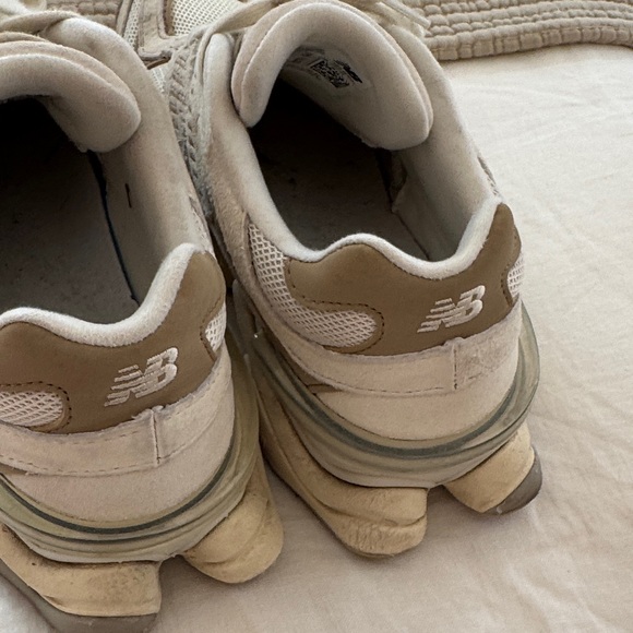 New Balance 9060 Cream and Tan Athletic Shoes - Picture 4 of 6